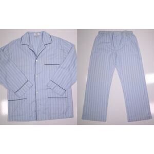 Brioni for Neiman-Marcus Blue Striped Cotton 2-Piece Pajama Set Men's Medium